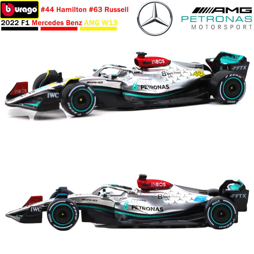 

Diecast Model Cars Bburago 2022 F1 Mercedes Benz-AMG W13 Racing Cars #44 Hamilton #63 Russell 1 43 Alloy Luxury Car Model Toys Gifts For ChildrenJ230228