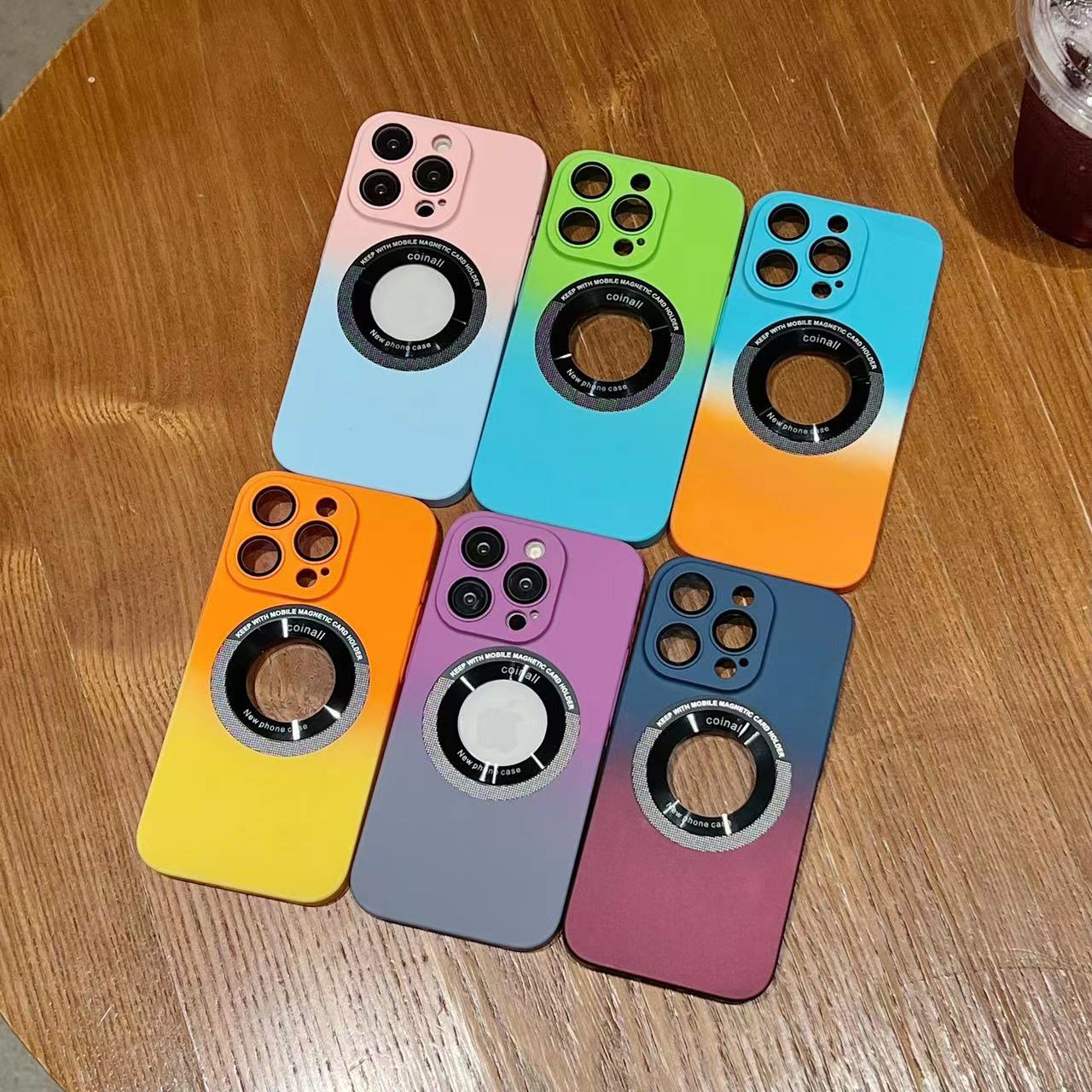 

Two-color gradient magnetic phone case For iPhone14ProMax 14Pro 14 13ProMAX with Lens protective film, Mix color