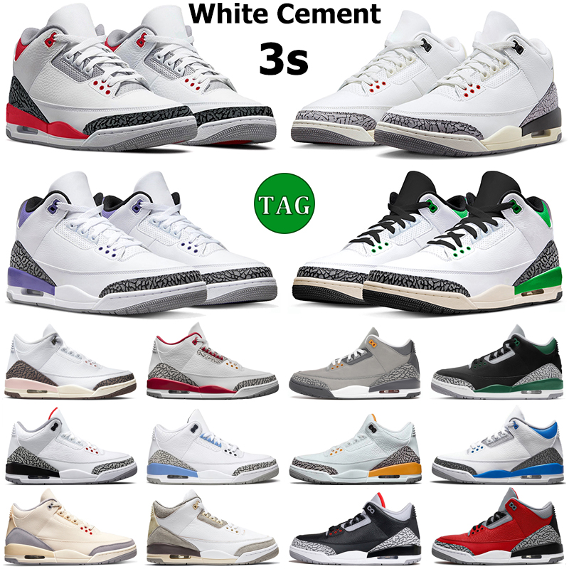 

3 Basketball Shoes Men Women 3s White Cement Cardinal Fire Red Dark Iris Pine Green UNC Archaeo Brown Dark Mocha Racer Blue Mens Trainers Outdoor Sports Sneakers, 32