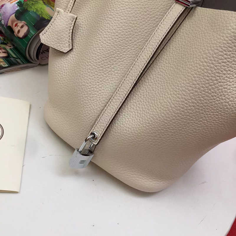 

H 2023classic Better-selling Vegetable Basket Bags Picotn Lock Female Genuine Leather Brand Fashion High-quality Handbag Large Capacity Pn A2bp, Black