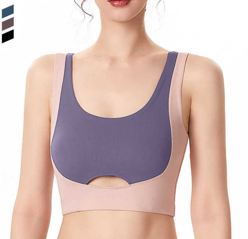 

Women' Tanks lululem Camis Shockproof Women Yoga Bra Tops Sports Underwear Patchwork Hollow Out Sexy Running Fitness Padded Vest Breathable Gym clothes, Purple