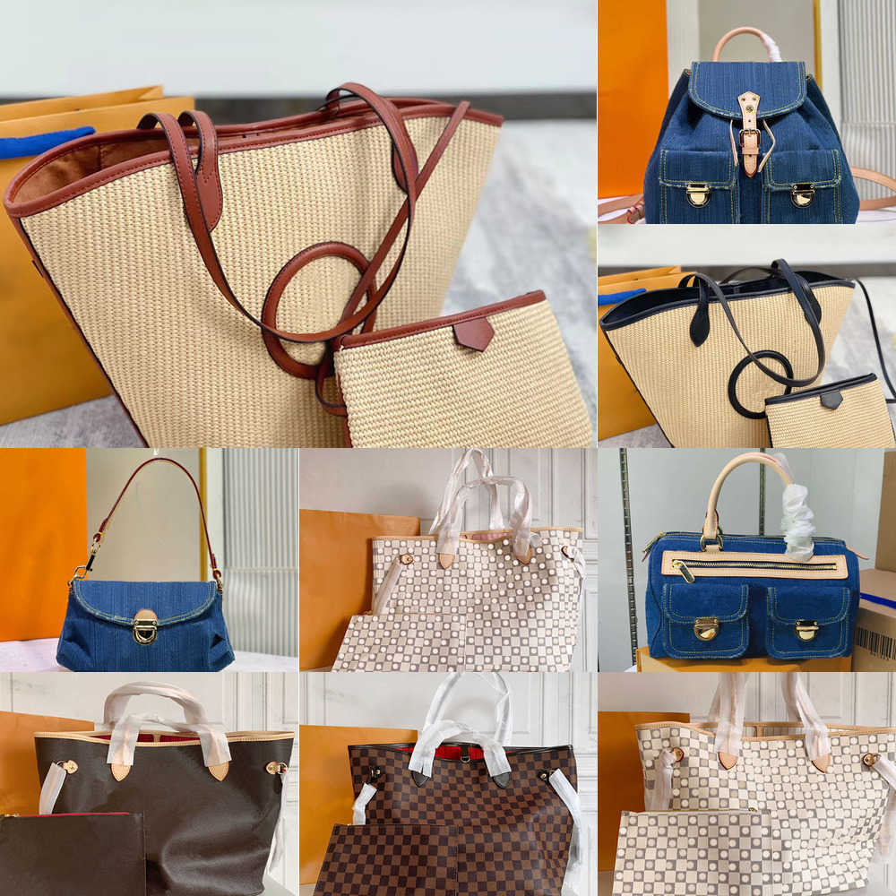 

shopping bag Denim Vintage Shoulder Bags Women Tote Bags Canvas Handbag Old Flower Underarm Bag Print Purse Backpack Gold Hardware Pouch 2022