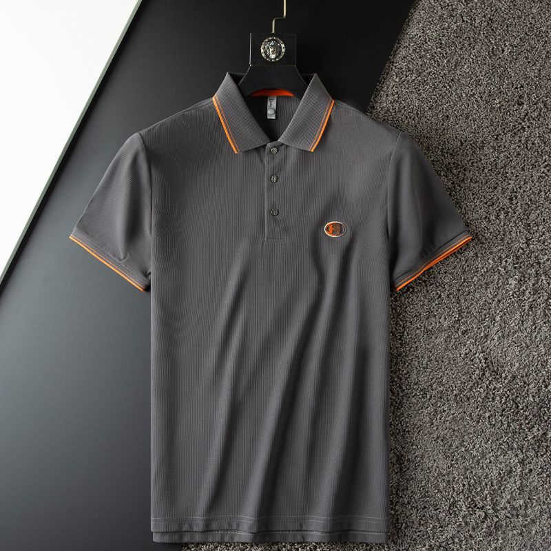 

Men Shirt h Polo Embroidered Tshirt Hms Designer T-shirt Mens Sweatshirt Cotton Lapel Pullover Shirts Casual Short sleeve Tshirt top 4xl 5xl XB7G, Gray
