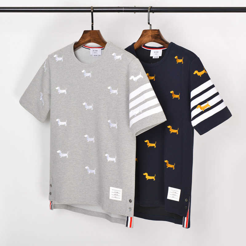 

Fashion Brand Luxury Polo Tshirts Strength Tb Thom Puppy Embroidery Short Sleeve T-shirt, Light grey