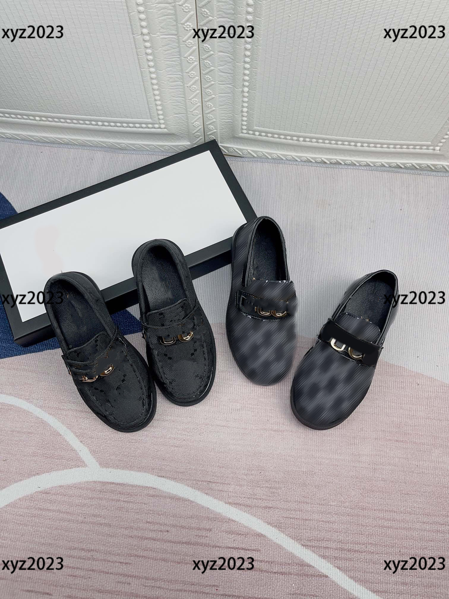 

Kids Casual Shoe Child Sneakers baby Spring Metal jewelry letter printing New arrival rubber Box protection shipment Children's Size 26-35, Black