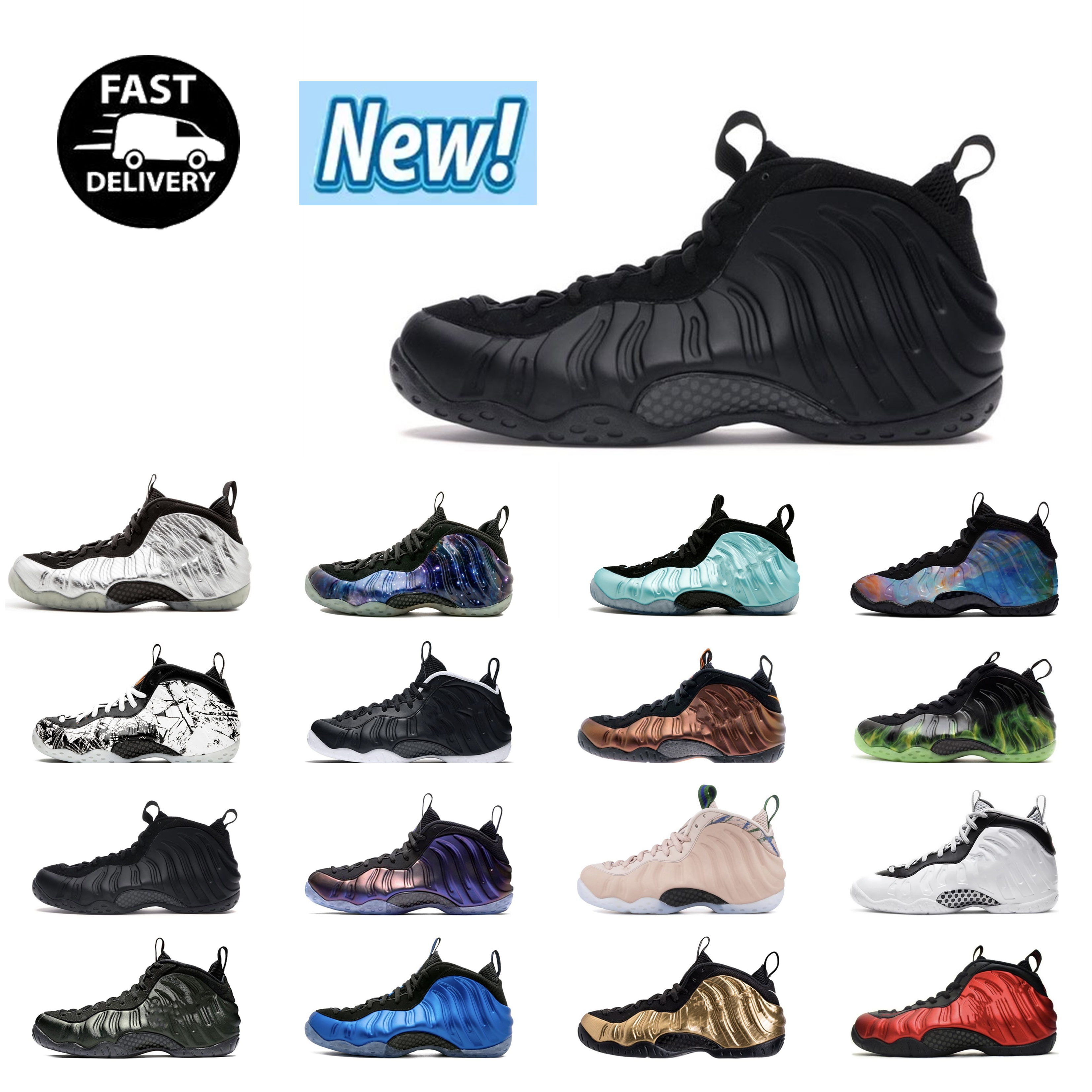 

one pro Foamposites Basketball Shoes Penny Hardaway Sneaker Anthracite Abalone Pure Platinum ParaNorman Island Shattered Backboard Mens Trainers Sports