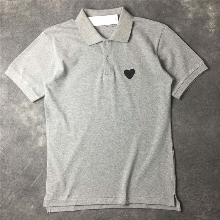 

Men's T-Shirts European American and Japanese Fashion Brand Classic gray with black Heart Polo Shirt Short Sleeve Couple Embroidered Cotton Men and Women T-Shirts