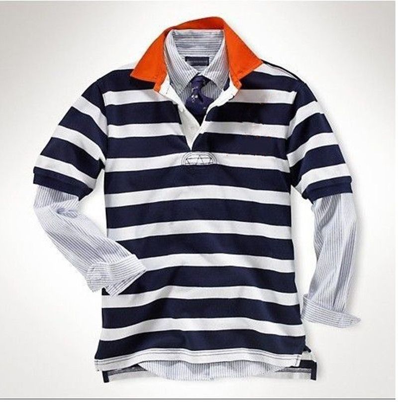 

men' New pattern Polo Polo T-Shirt Classic Pinstripe Tourism and leisure Short Sleeve 100% Cotton XJT4, Orange
