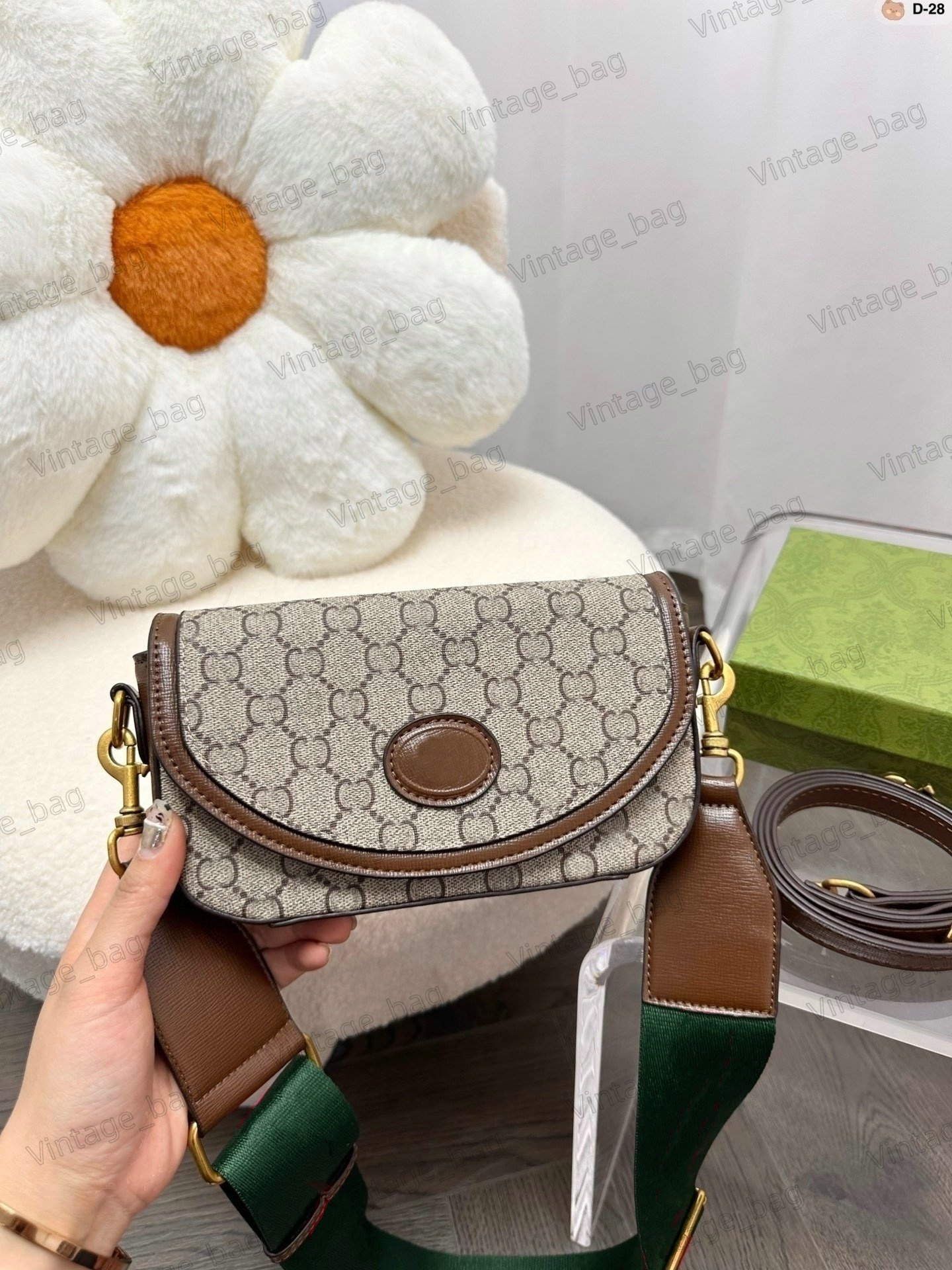 

Vintage Ophidia Crossbody Bag Ladies Retro Shoulder Bags Adjustable Leather Detachable Canvas Wide Strap Luxurys Messenger Bag Small Handbag Purse Clutch