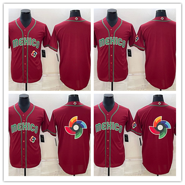 

2023 WBC Mexico Baseball Jersey World Baseball Classic Red Color Button Up Men Size S-XXXL Stitched Jerseys, Red3