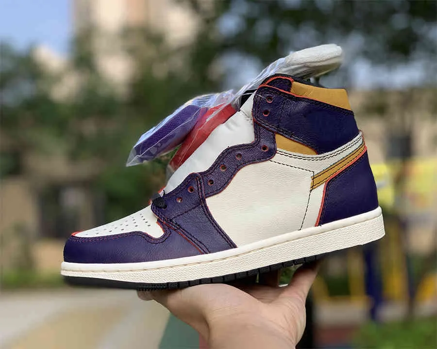 

2023 Black basketball shoes Purple whiteSail Sneakers trainers Court Purple Top Quality Jumpman 1 high OG 1s men women With Box, Purple white