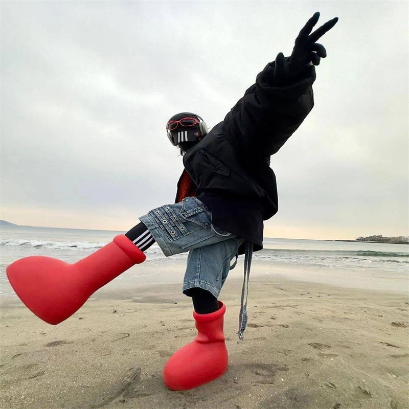 

Mschf Men Women Rain Designer Boots High Quality Big Red Boot Thick Bottom Non-Slip Booties Mens Rubber Platform Bootie Size 35-44, Color1