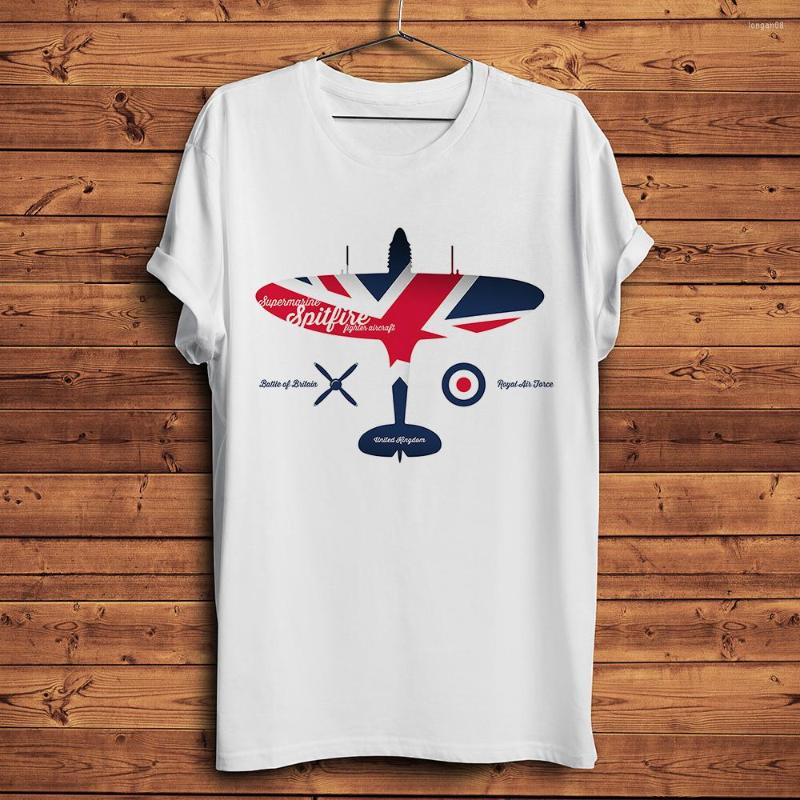 

Men' T Shirts World War 2 Classic Fighter Britain Supermarine Spitfire Funny Shirt Men White Casual Homme T-shirt Military Enthusiasts, 619