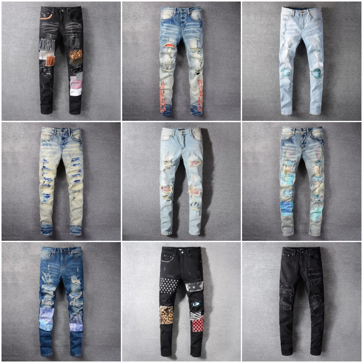 

Mens Jeans Distressed Ripped Designer Amir Skinny Jeans Mens Amiri Purple Jeans Biker Slim Feet Amiris High Street Denim Straight Streetwear slim legged Washed Jeans Hip Hop, Yellow