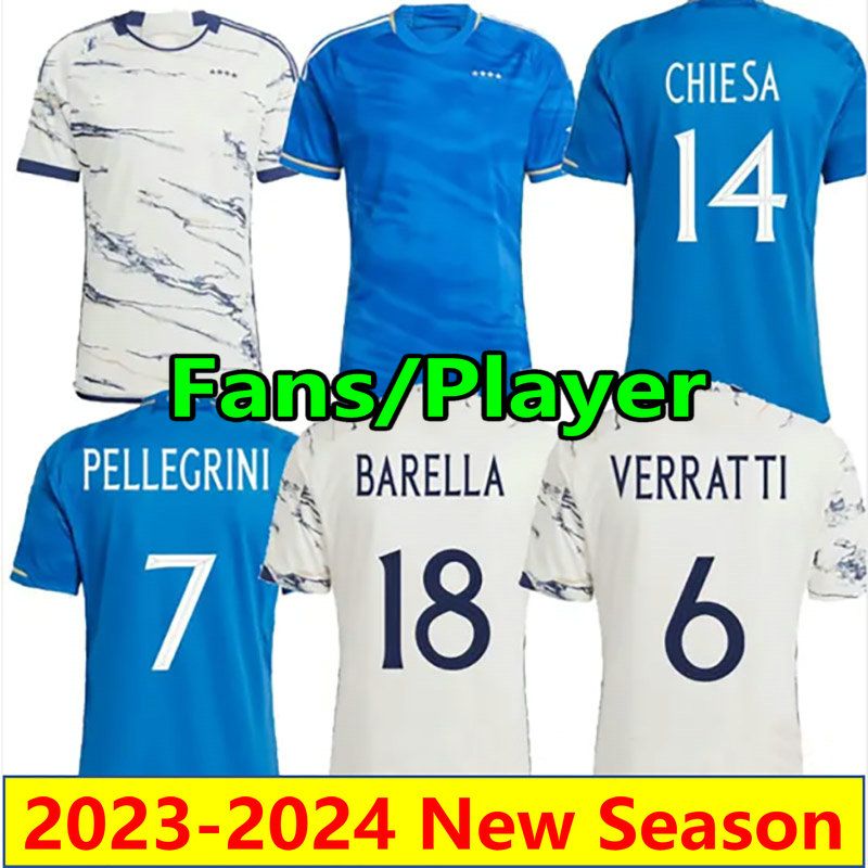 

2023 italy soccer jerseys IMMOBILE maglie da calcio TOTTI VERRATTI CHIESA Italia 23 24 football Shirts PELLEGRINI Men set kids kit SCAMACCA BARELLA maillots de1501, Fans pre-match jersey