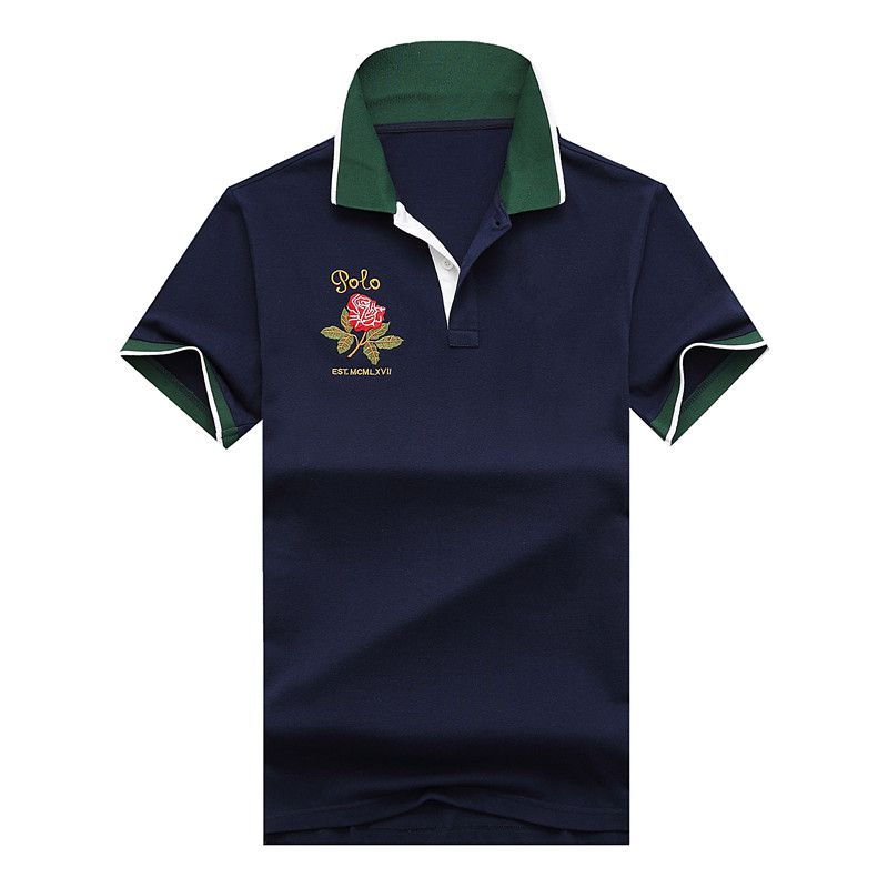 

2023 Summer Factory price New pattern Classic Rose Short Sleeve big horse Solid Polo men's Polo T-Shirt 100% Cotton,Drop shipping