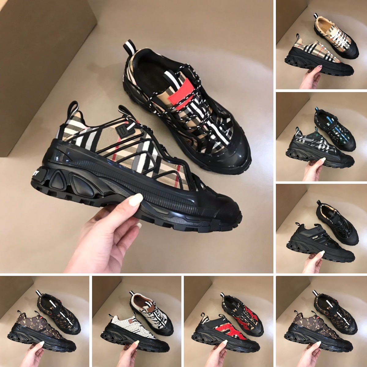 

Mens Shoes Designer Vintage Sneakers Arthur Striped burbrerys Casual Shoes Platform Trainers burberrys Suede Leather Sneaker with Box