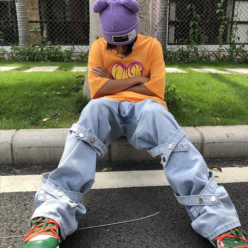 

Men's Jeans HOUZHOU Punk Flared Jeans for Men Gothic Denim Trousers Male Black Goth Bell Bottom Jeans Pants Blue Japanese Streetwear Hip Hop 230302