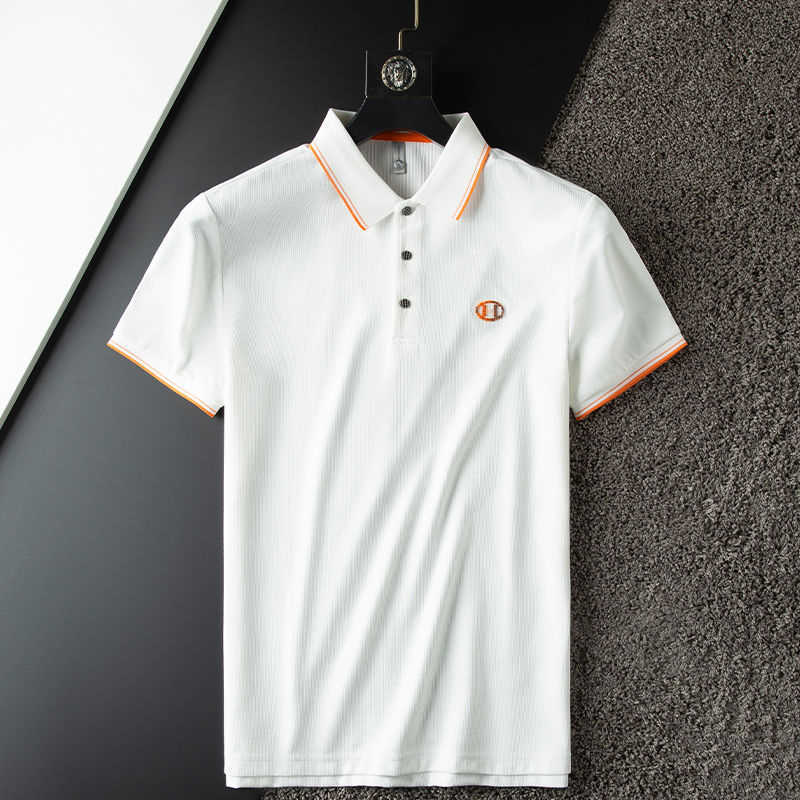 

Polo h Embroidered Tshirt Shirt Men Hms Designer T-shirt Mens Sweatshirt Cotton Lapel Pullover Shirts Casual Short sleeve Tshirt top 4xl 5xl CXF9, Orange