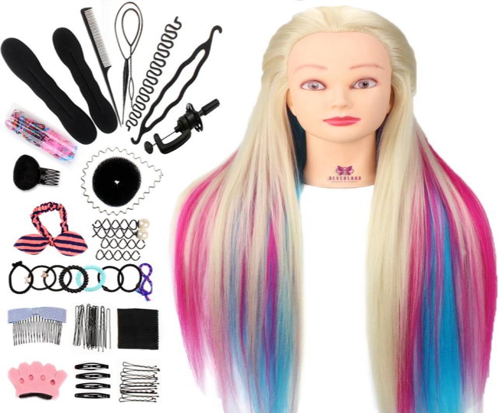 

Neverland 29Inch Colorful Synthetic Hair Mannequin Head For Hairstyles Hairdressing Training Head Dummy Doll Clamp Accessories8140785