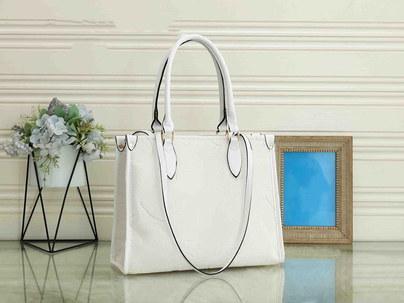 

The tote bag ONTHEGO MM bag Luxurys Designers bags handbags High Quality Ladies Chain Shoulder Embossing Leather Purse Crossbody Bag sac totes sacoche dhgate, White
