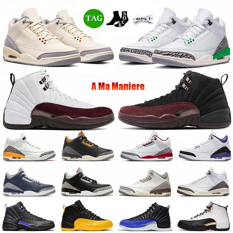

OG 12s basketball shoes for men women 3s A Ma Maniere Lucky Green Cardinal Red mens 12Cherry Emoji Dark Concord sports sneakers shoe, (33)