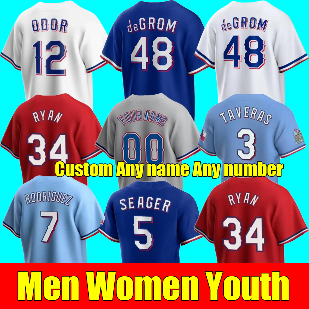 

2023 S-4XL Jacob deGrom Corey Seager Jersey Marcus Semien Texas Josh Smith Adolis Garcia Kole Calhoun Nolan Ryan Jon Gray Hamilton Ranger Calhoun Solak Jerseys, As shown in illustration