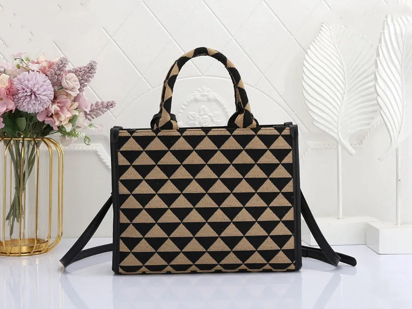 

Small Symbole jacquard fabric handbag Tote shoulder bags Women Designer Triangle Shopping bag satchel luxury messenger Cross Body Handbags for purse sacoche, Light brown