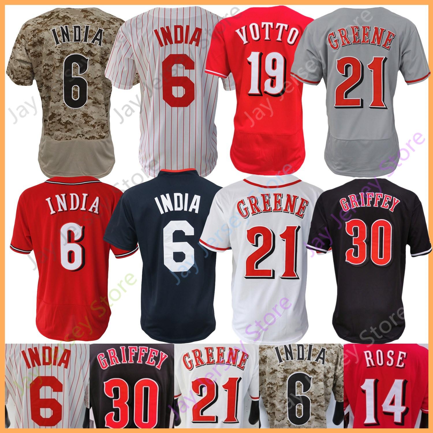 

Baseball Jersey Jonathan India Ken Griffey Joey Votto Hunter Greene Johnny Bench Wil Myers Pete Rose Nick Senzel Larkin Will Benson Fairchild Fraley Size S-3XL, 2022 field of dreams player