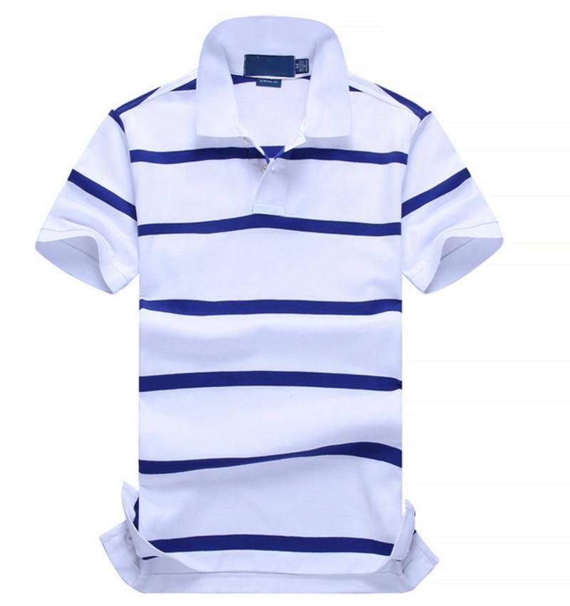 

New pattern white/blue pony Polo men's Polo T-Shirt Classic Pinstripe Tourism and leisure Short Sleeve