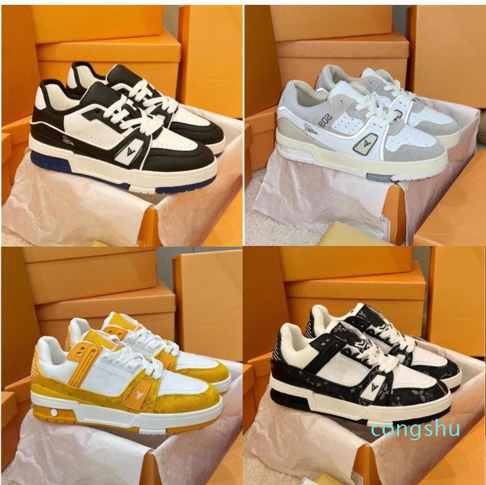 

2023 Designer Sneaker Virgil Trainer Casual Shoes Calfskin Leather Abloh White Green Red Blue Letter Overlays Platform Low Sneakers Size 36-45, 10