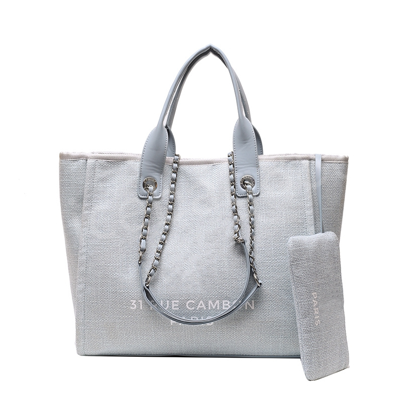 

Deauville beach channel tote Bag Shopping Luxury Designer Women's mens canvas Shoulder crossbody top handle chain fashion handbag Bags 3 Colors free ship 0D6F, Blue