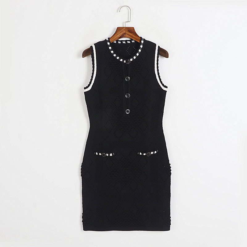 

New Women's Meryl Knits dress Summer Woman Designers sleeveless vest dress girl Casual Sweater Famale Street trend Sexy dress, Black