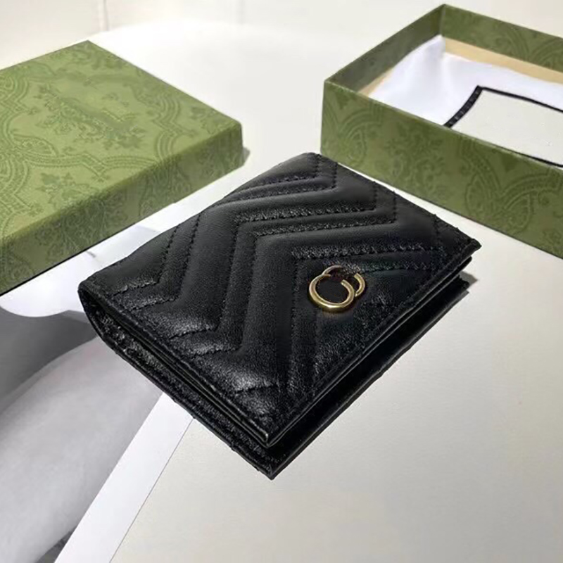 

Luxury Designer Leather Wallet For Women Men G Gold Clasp Flap Envelope Handbag Wallets Cardholder Passport Coin Pocket Pouch Purse 2303021BF, Black