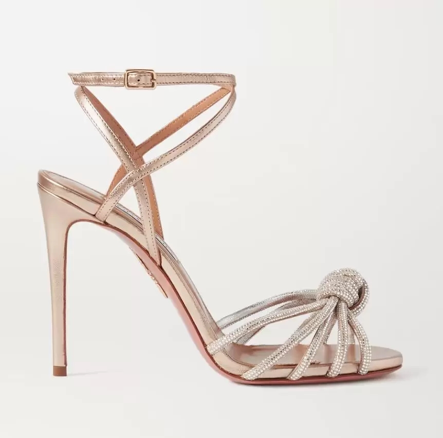 

Summer Luxury Celeste Women Sandals Shoes Crytal Strappy embellished Leather Lady High Heels Buckle-fastening Ankle Strap Footwear