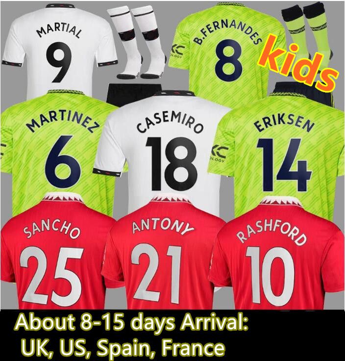 

kids soccer jersey RASHFORD SANCHO SHAW 2022 2023 fans MANS UTDS MARTIAL B. FERNANDES 22 23 CASEMIRO football kit