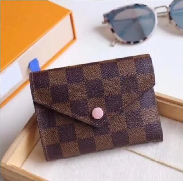 

Fashion Designer Women Short Wallet woman purse Discount original box card holder ladies handbag checked flower, Red