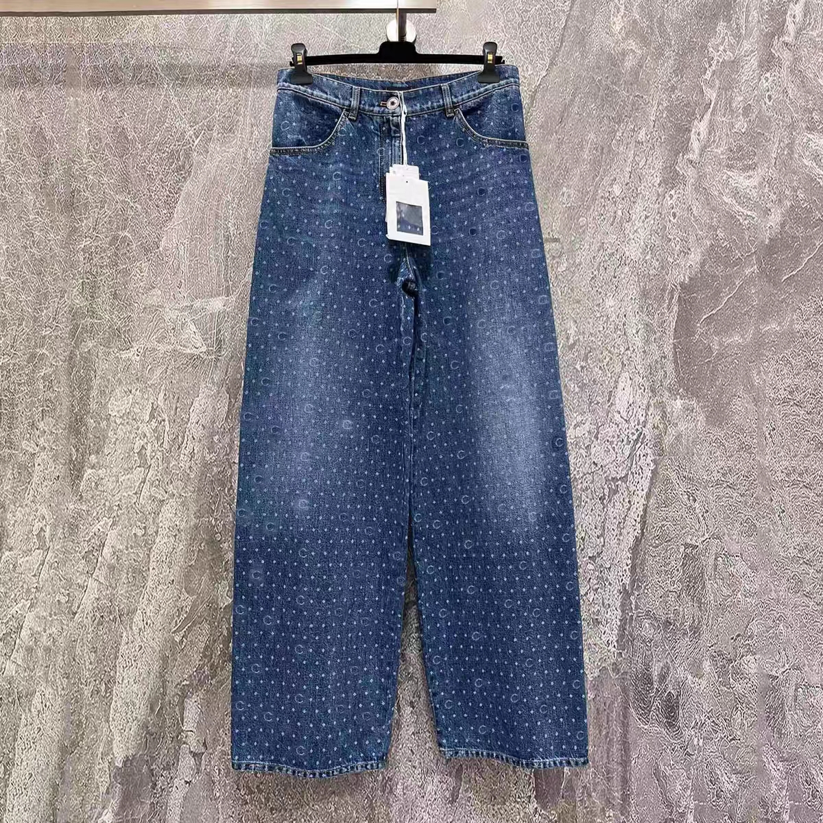 

Chan 2023 new Brand Women's Jeans trousers women capri cargo pants yoga wide leg trendy casual fashion designers CCCC logo Jeans trousers birthday Mother's Day gifts, Blue