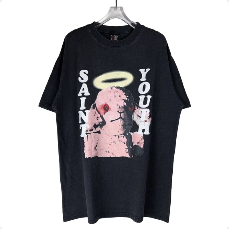 

23ss Europe Tee Summer Men t shirt Vintage Women Fashion Short Sleeve Streetwear Plus Size Cotton Crack print Tshirt