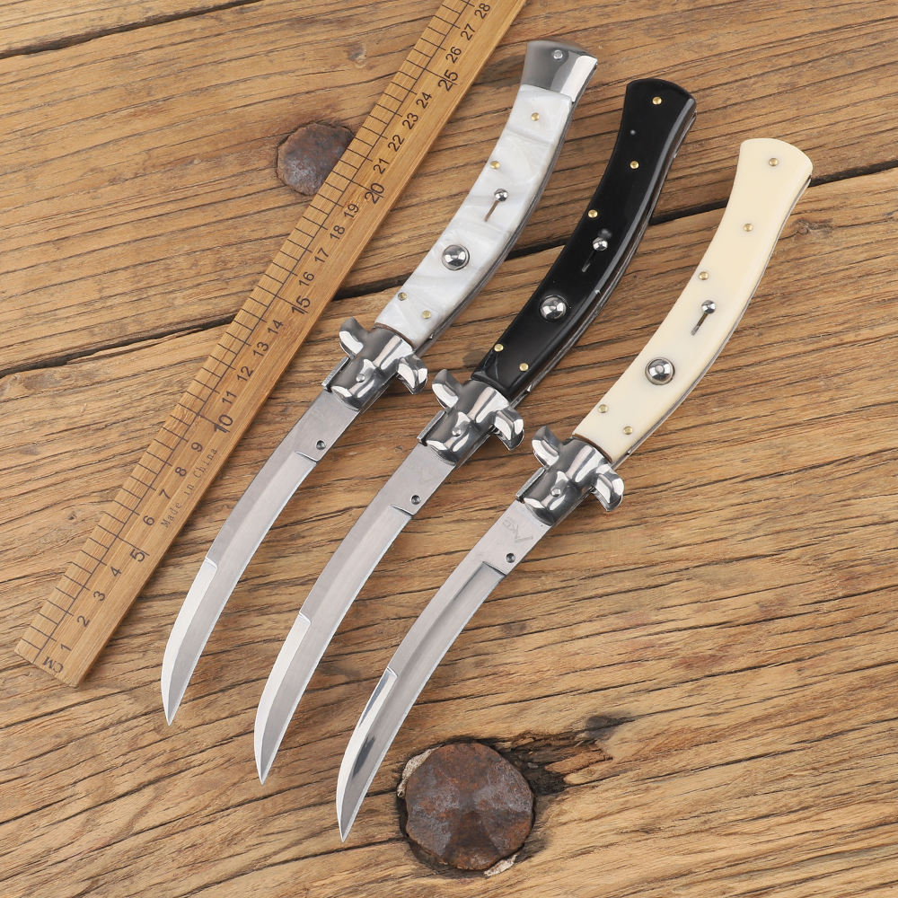 

6 Style Tactical Automatic Knife Machete Mirror Blade Acrylic Handle Outdoor Hunting Camping EDC Multi-Function Tool Holiday gifts for Men