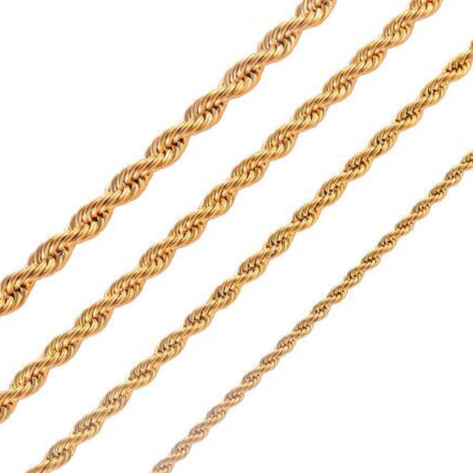 

Whole - 3mm 4mm 5mm 18K Gold Plated Necklace Chain Rope Men Womens Chain Gifts Jewelry 20inch 24inch 28inch212B