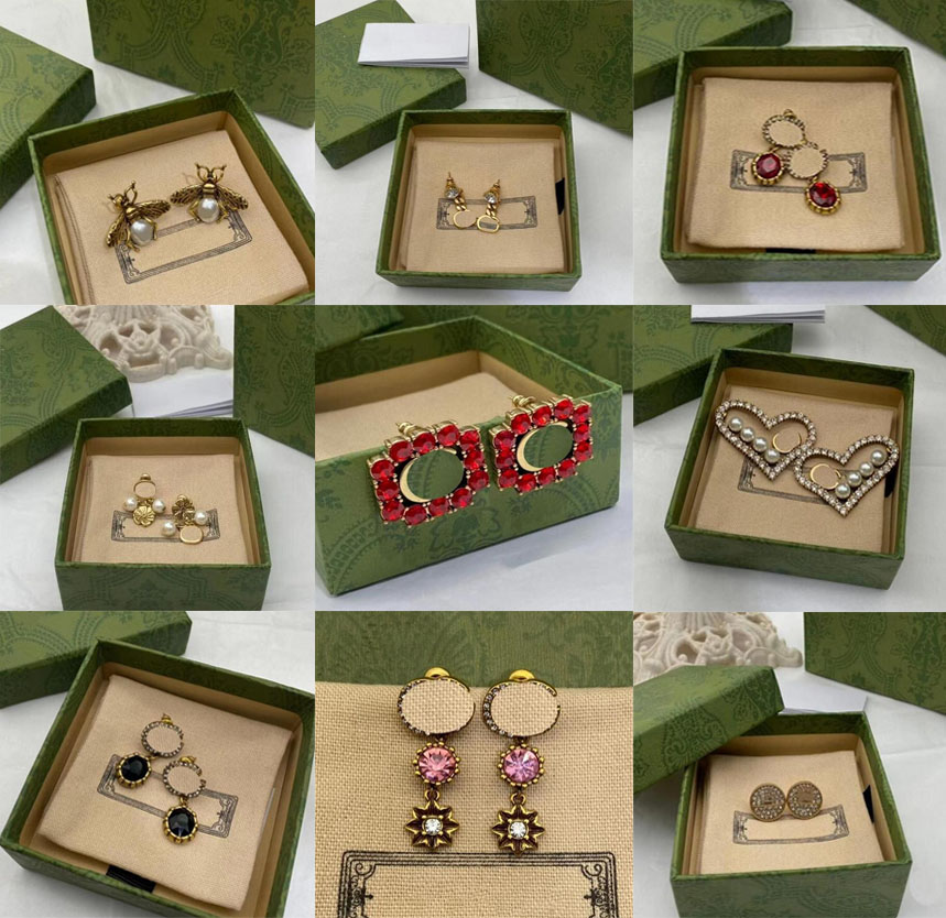 

Classic Designer Womens Dangle Stud Luxury G Jewelry Earrings Pearl Crystal Pendant Girls Studs Eardrop Party Gifts Jewelry 19 Style