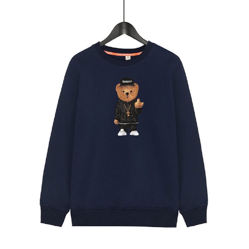 

ss Tide brand autumn Korean version trend polos bear men's round neck pullover sweater shirt sports casual men's top, Blue