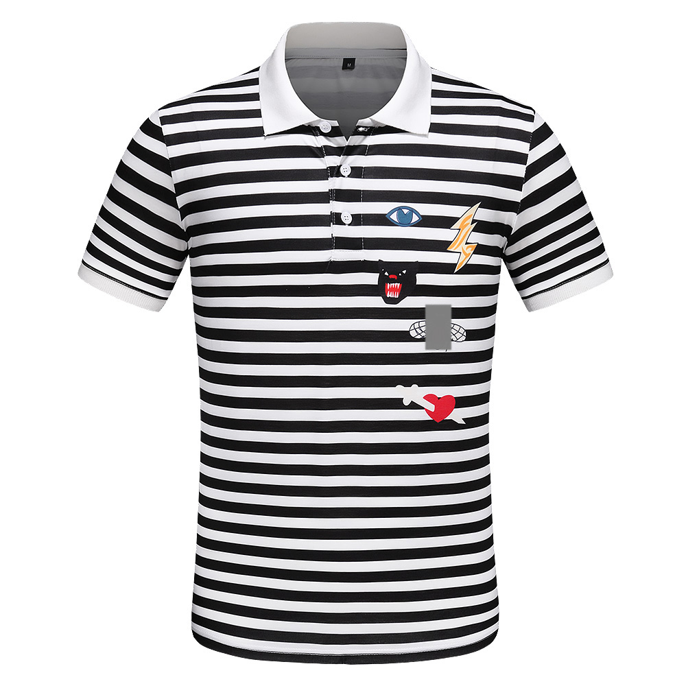 

Designer Men's polo striped Shirt Lapel Short Sleeve Casual 100% Cotton Embroidery Brand Cotton Business Fashion Casual POLO Shirt 3xl, White