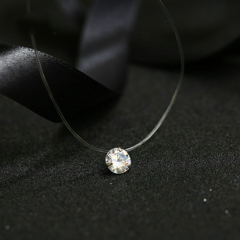 

Female New Heart Star Necklace Meteorite Pendant Transparent Fishing Line Invisible Women Zircon Pendants Necklace Jewelry