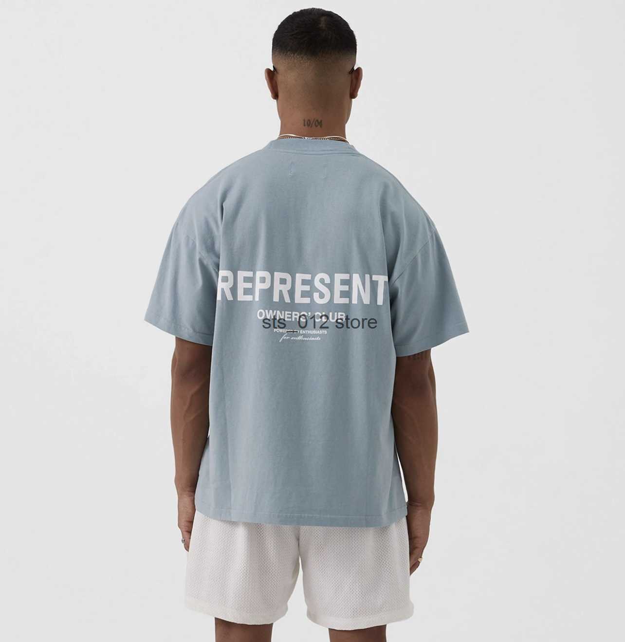 

Men's T-Shirts 2023 fashion brand slogan printed short-sleeved high street INS casual couple loose men and women Tee T230302, Blue