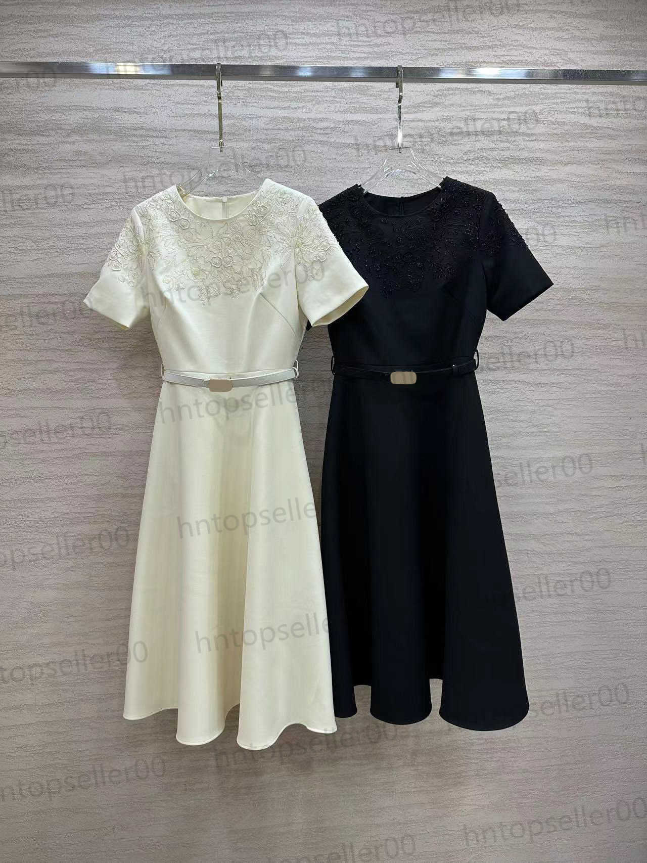 

Designer Womens Clothing Dresses Spring Summer Fashion Casual Loose Fitting Heavy Work Embroidered Beaded Large Swing Dress Custom Polyester Fabric
