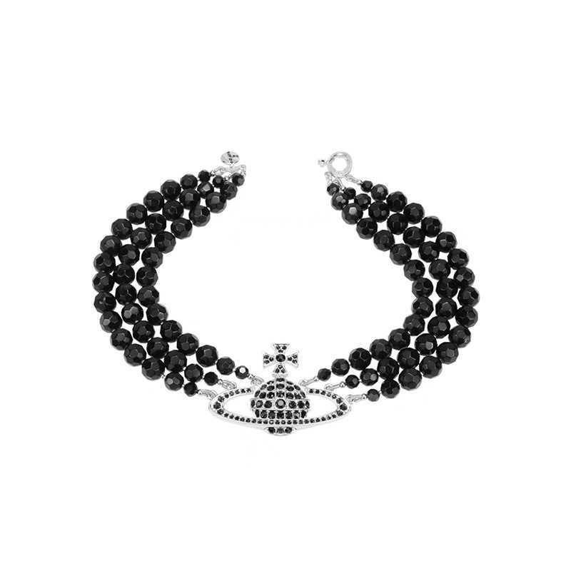 

New Western Empress Dowager Vivian Black Bead Necklace in Small Style Light and Luxury High Design Women's Accessories