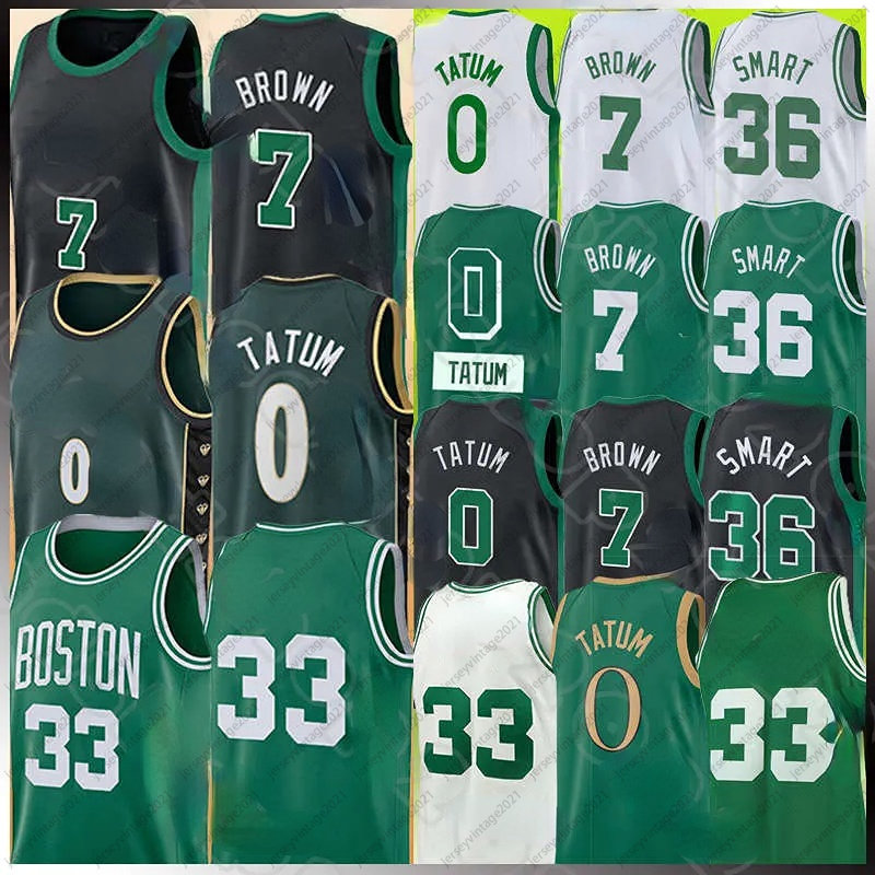 

Jayson #0 Tatum Jaylen #7Brown Basketball Jerseys Marcus #36 Smart 2022-2023 City Black White Green Edition Jersey Retro Men Shirt 33