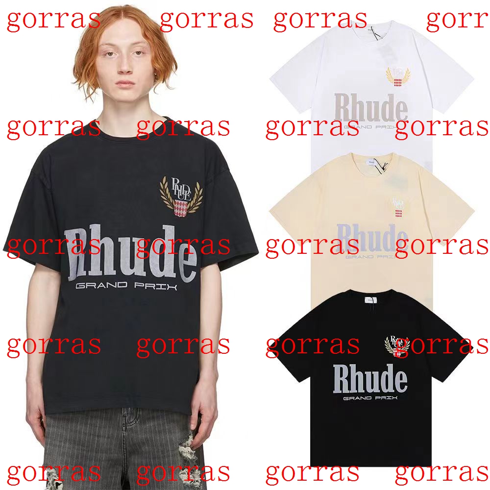 

23s Summe Mens T-shirts America Tide Brand Rhude Printed t Men Women Washed Do Old Round Neck Treetwear T-shirts Spring Summer High Streetxeob